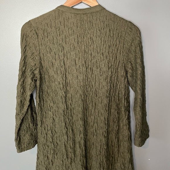 Habitat Clothes To Live In Gauzy Mandarin Collar Longline Cardigan Olive - Picture 6 of 10